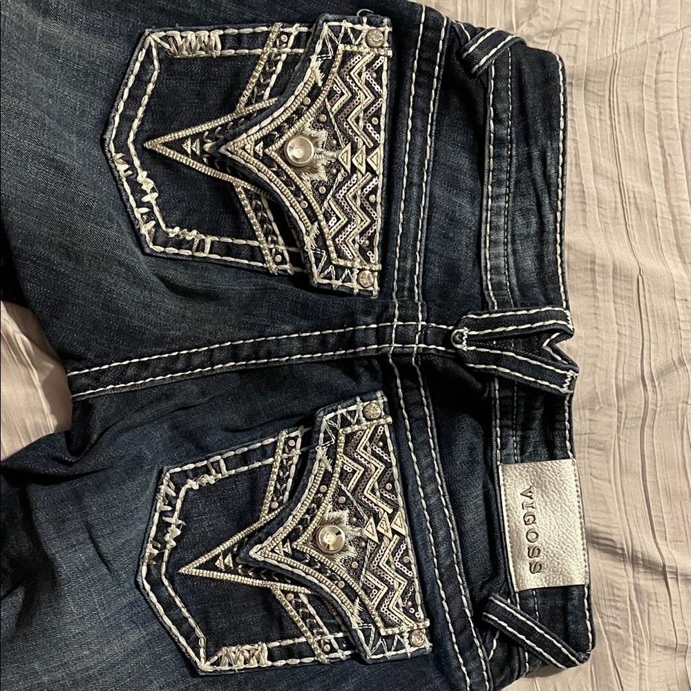 Vigoss Women's Dark Blue Jeans with Decorative Pockets